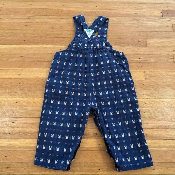 Osh Kosh B’Gosh vintage navy bunny rabbit embroidered overalls - Picture 2 of 6
